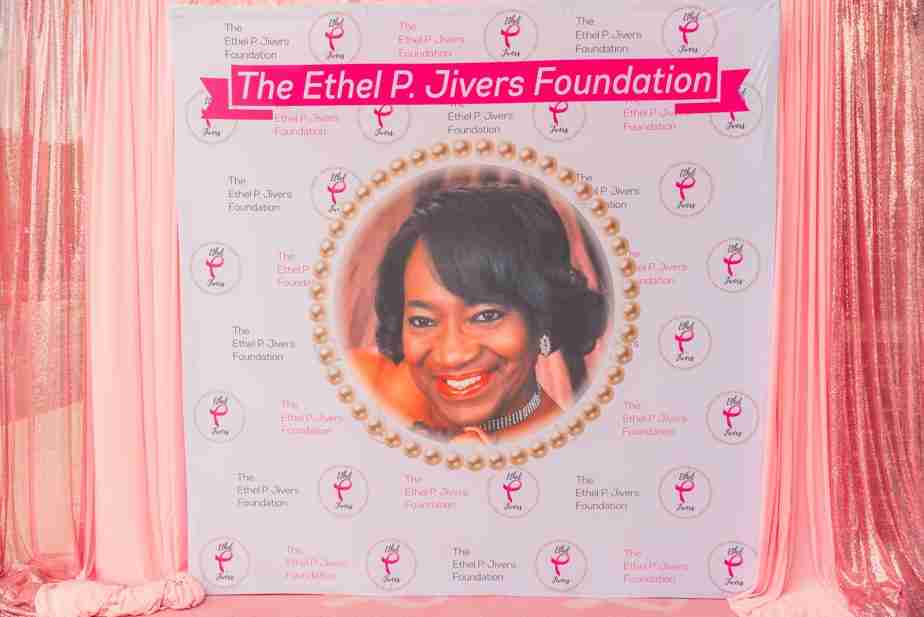 Logo of The Ethel P. Jivers Foundation featuring a smiling woman.