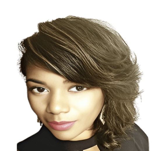 Portrait of a woman with styled hair and subtle makeup.