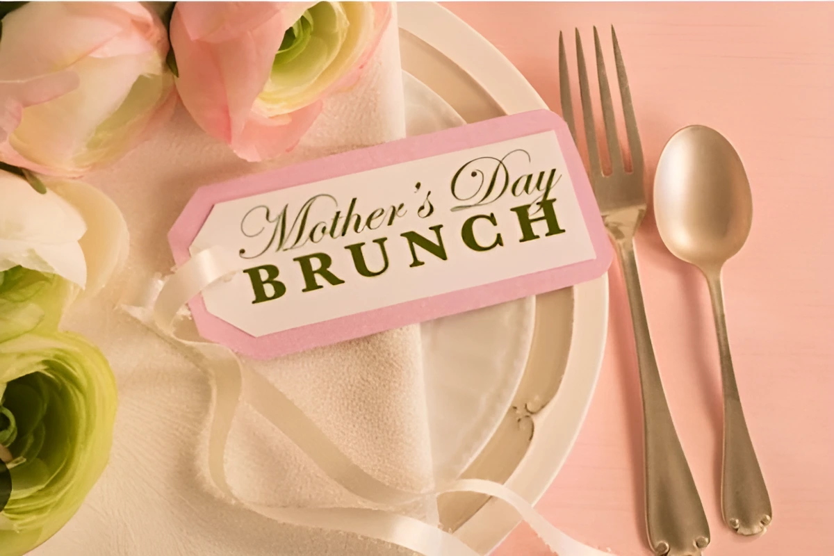 Elegant Mother's Day brunch place setting with floral accents.